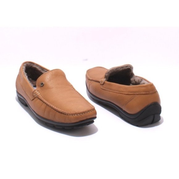 Ernesto Dolani 9640c Tan Leather / Sheepskin Deer Driver Moccasins - Picture 2 of 9